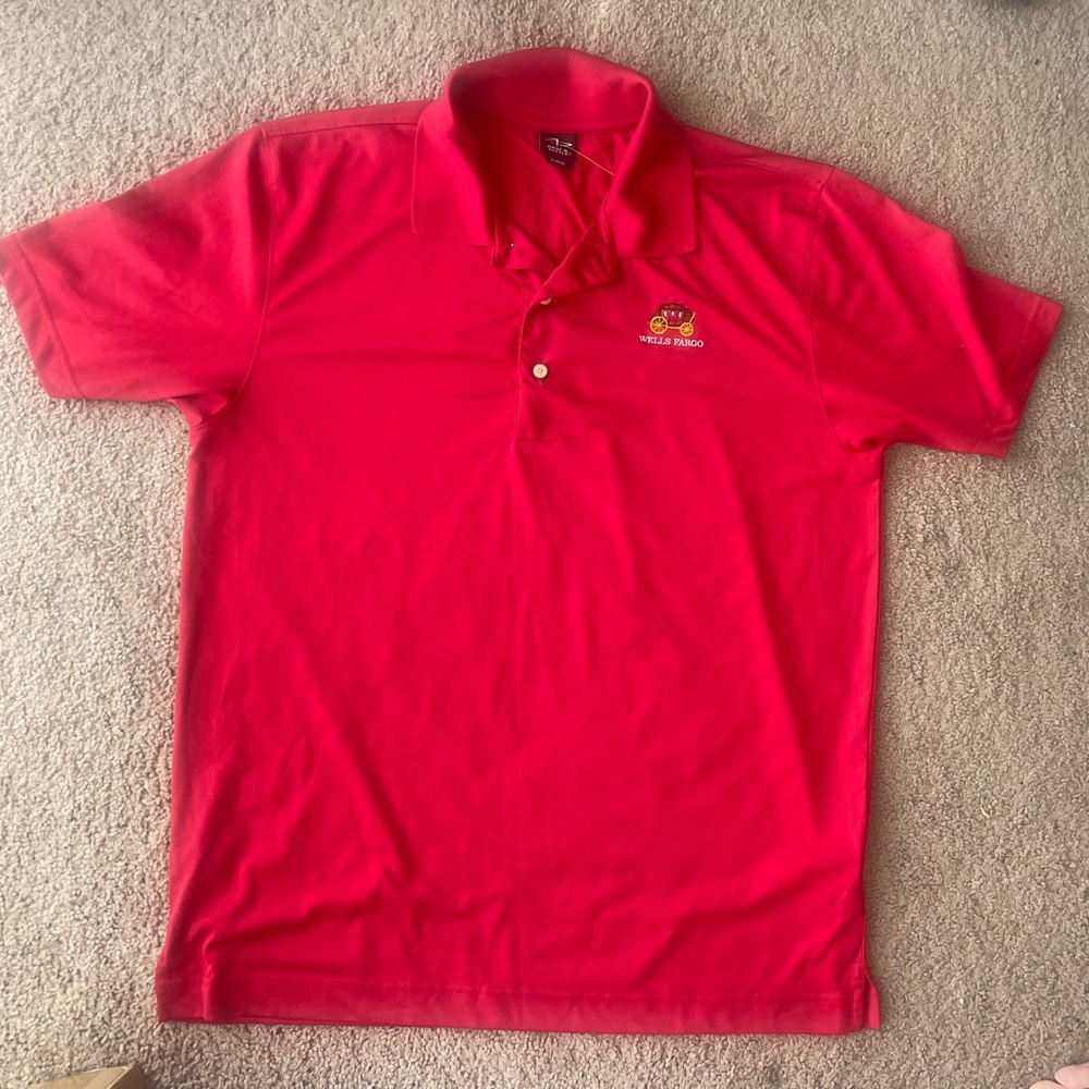 Page & Tuttle Unisex Polo Shirt/ Wells Fargo Logo/ Red/ Size L